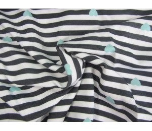 Paul & Clara Mini Stripes - Herzen anthrazit mint